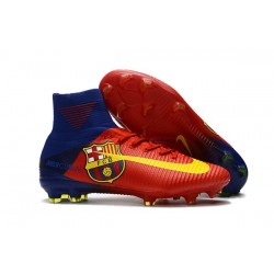 New Mens Nike Mercurial Superfly V FG Cleats Barcelona Red Yellow