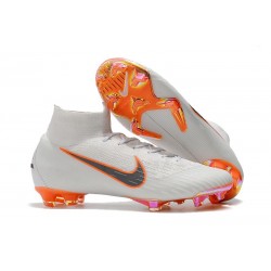 New Nike Mercurial Superfly 6 Elite FG Cleats - White Grey Orange