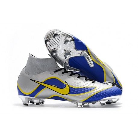New Nike Mercurial Superfly 6 Elite FG Cleats - Silver Blue Yellow