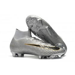 Nike Mercurial Superfly 6 Elite DF FG Soccer Cleats - Silver Black Golden