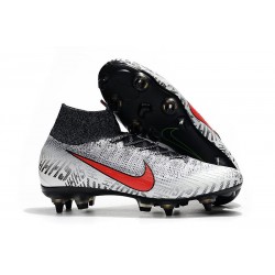 Neymar Nike Mercurial Superfly VI Elite Anti-Clog SG-Pro White Red