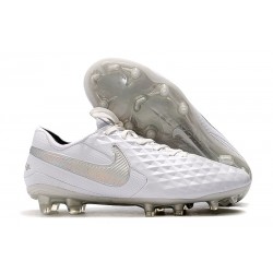 Nike Tiempo Legend VIII FG K-Leather Cleats - White Silver Grey