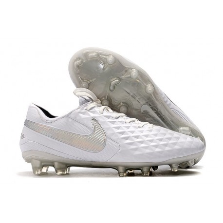 Nike Tiempo Legend VIII FG K-Leather Cleats - White Silver Grey