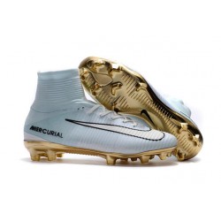 Nike Mercurial Superfly 5 FG Top Boot White Gold Black