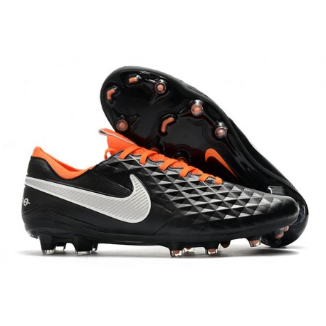 Nike Tiempo Legend VIII FG K-Leather Cleats - Black White Orange