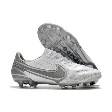 Nike Tiempo Legend 9 Elite FG Soccer Cleats White Grey