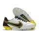Nike Tiempo Legend 9 Elite FG Soccer Cleats White Dark Smoke Grey Black Yellow Strike