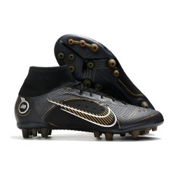 Nike Mercurial Superfly VIII Elite AG PRO Shadow - Black Metallic Gold Metallic Silver