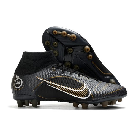 Nike Mercurial Superfly VIII Elite AG PRO Shadow - Black Metallic Gold Metallic Silver
